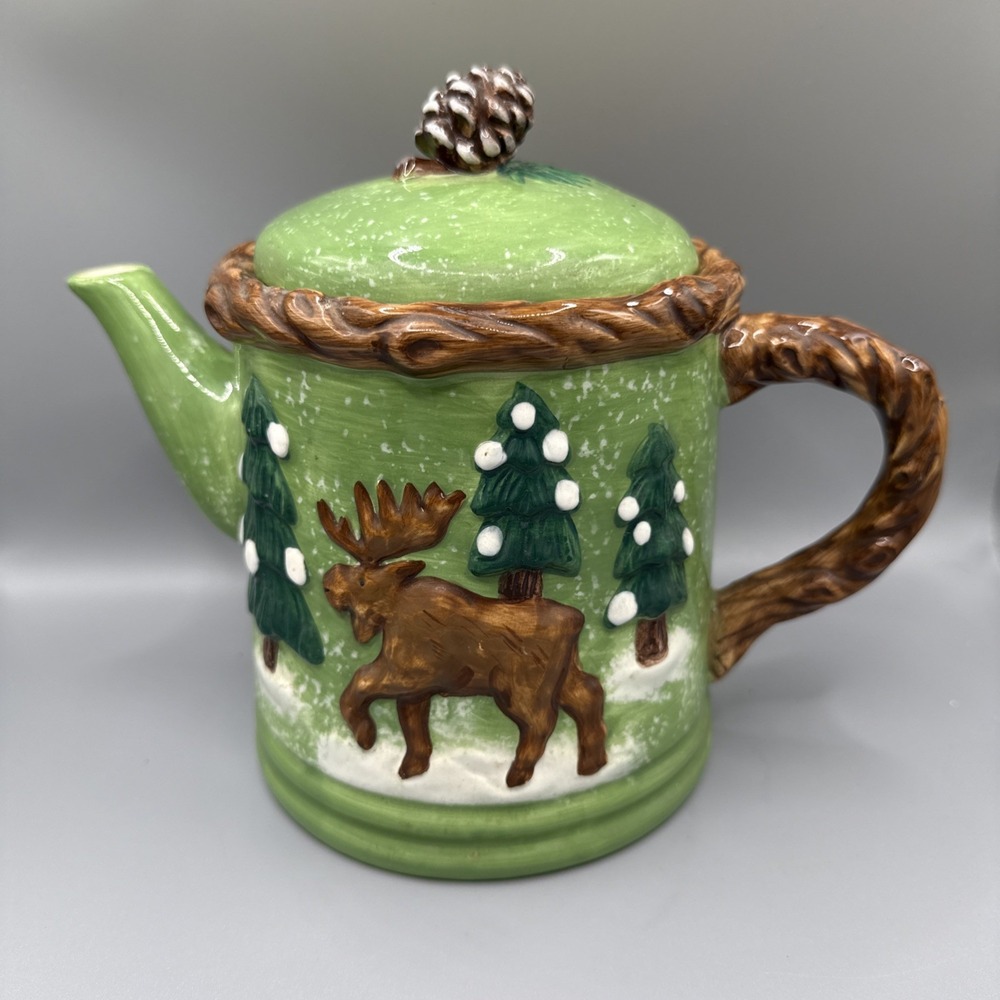 Retro Bico China Teapot - Woodlands Bears & Moose in the Forest Read Details